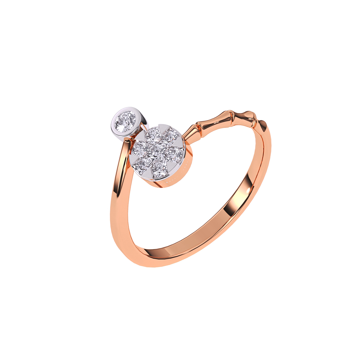 Charming Bypass Diamond Bamboo Ring